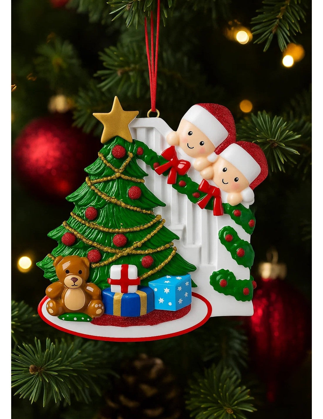 Addobbo Albero Di Natale Personalizzabile Famiglia Di 2 Persone Sulle Scale