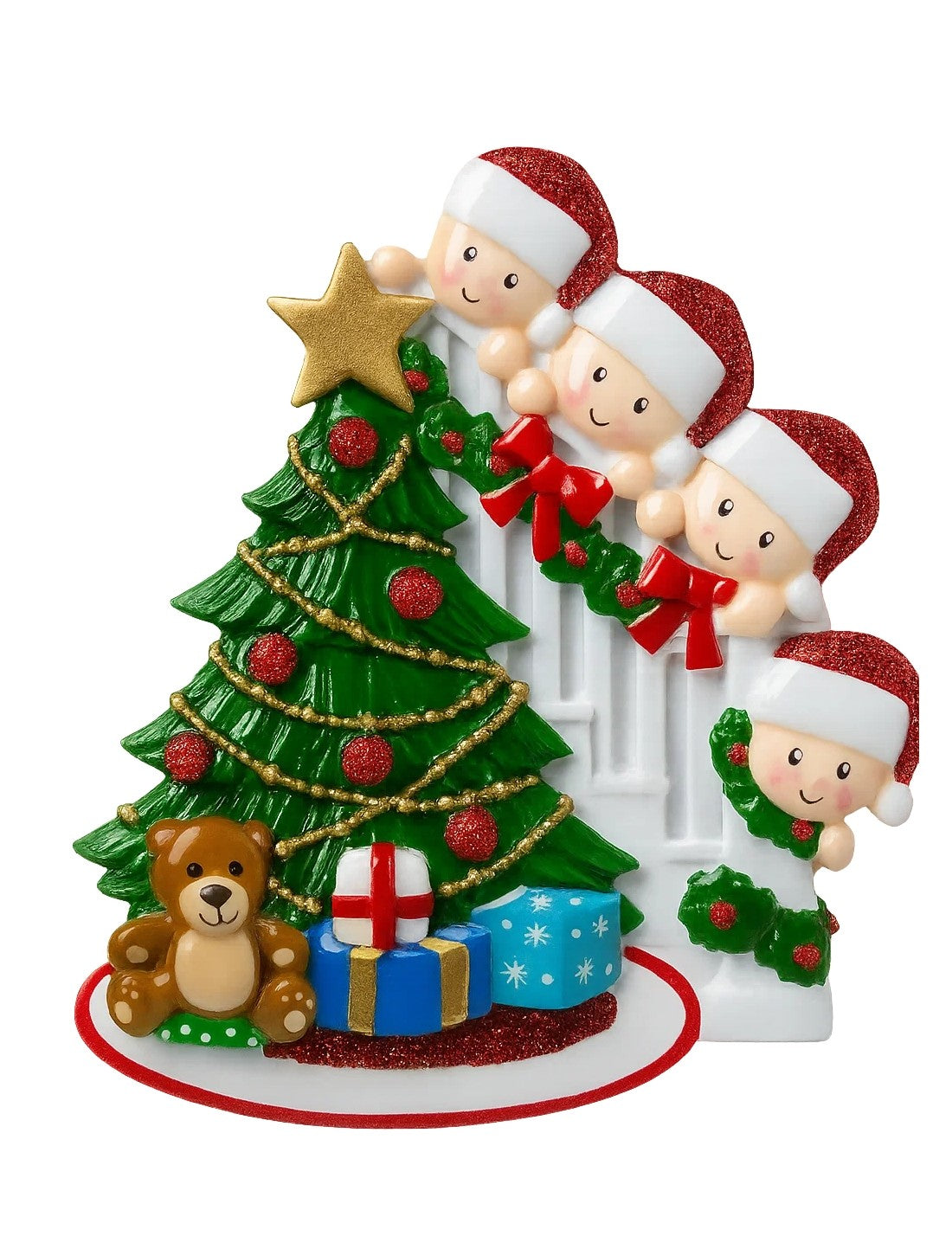 Addobbo Albero Di Natale Personalizzabile 4 In Famiglia Sulle Scale