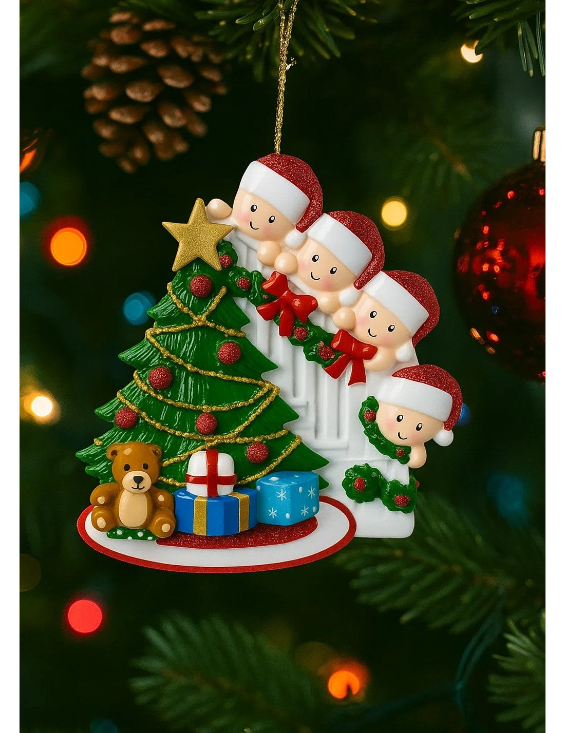 Addobbo Albero Di Natale Personalizzabile 4 In Famiglia Sulle Scale