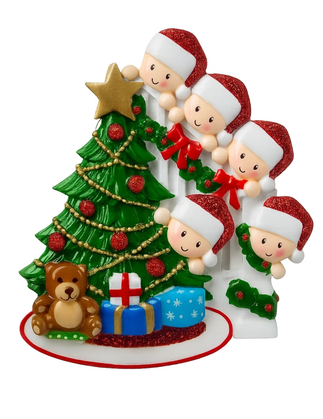 Addobbo Albero Di Natale Personalizzabile Famiglia Di 5 Persone Sulle Scale