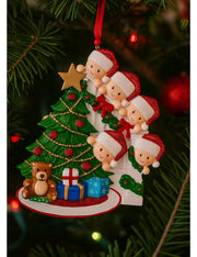 Addobbo Albero Di Natale Personalizzabile Famiglia Di 5 Persone Sulle Scale