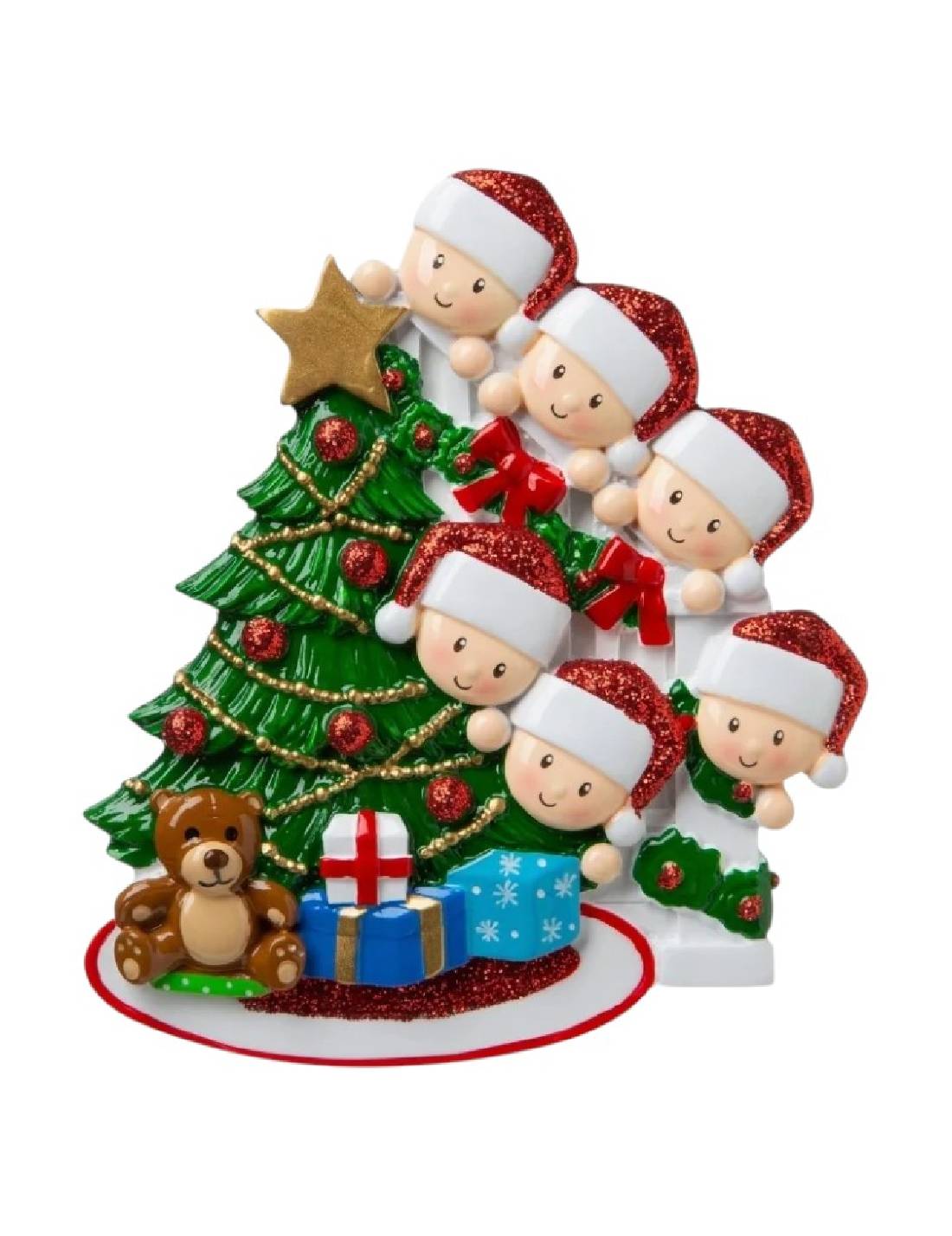 Addobbo Albero Di Natale Personalizzabile Famiglia Di 6 Persone Sulle Scale