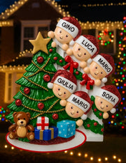 Addobbo Albero Di Natale Personalizzabile Famiglia Di 6 Persone Sulle Scale