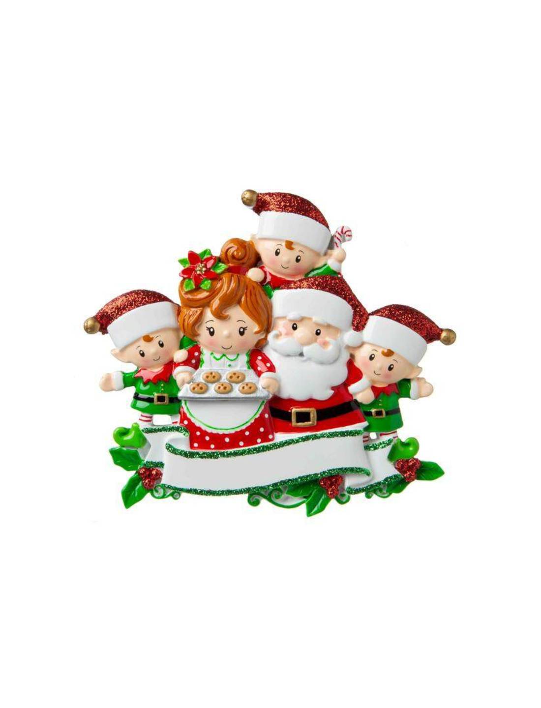 Addobbo Albero Di Natale Babbo E Mamma Natale Con 3 Elfi Personalizzabile