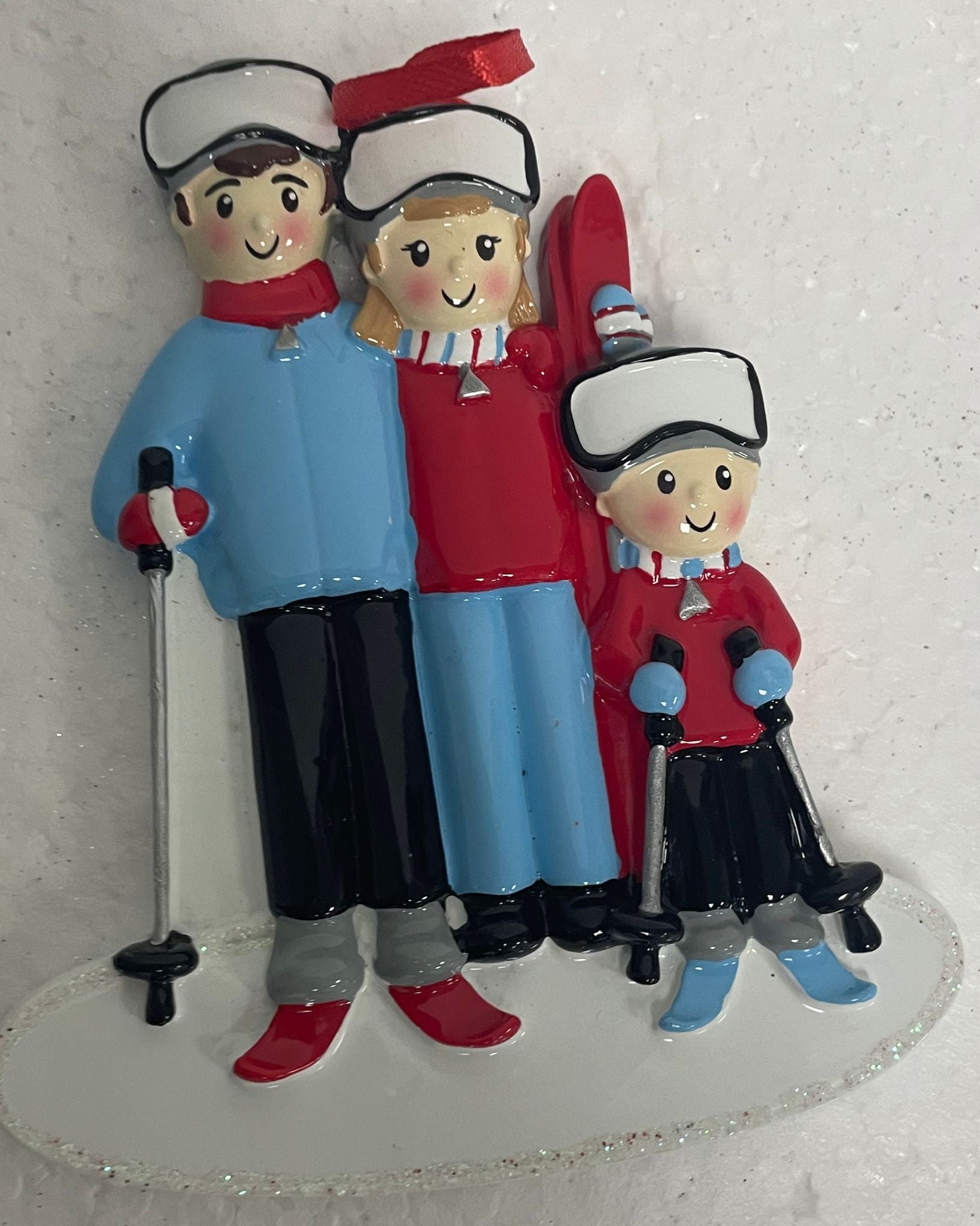 Addobbo Albero Di Natale Famiglia 3 Sciatori Personalizzabile