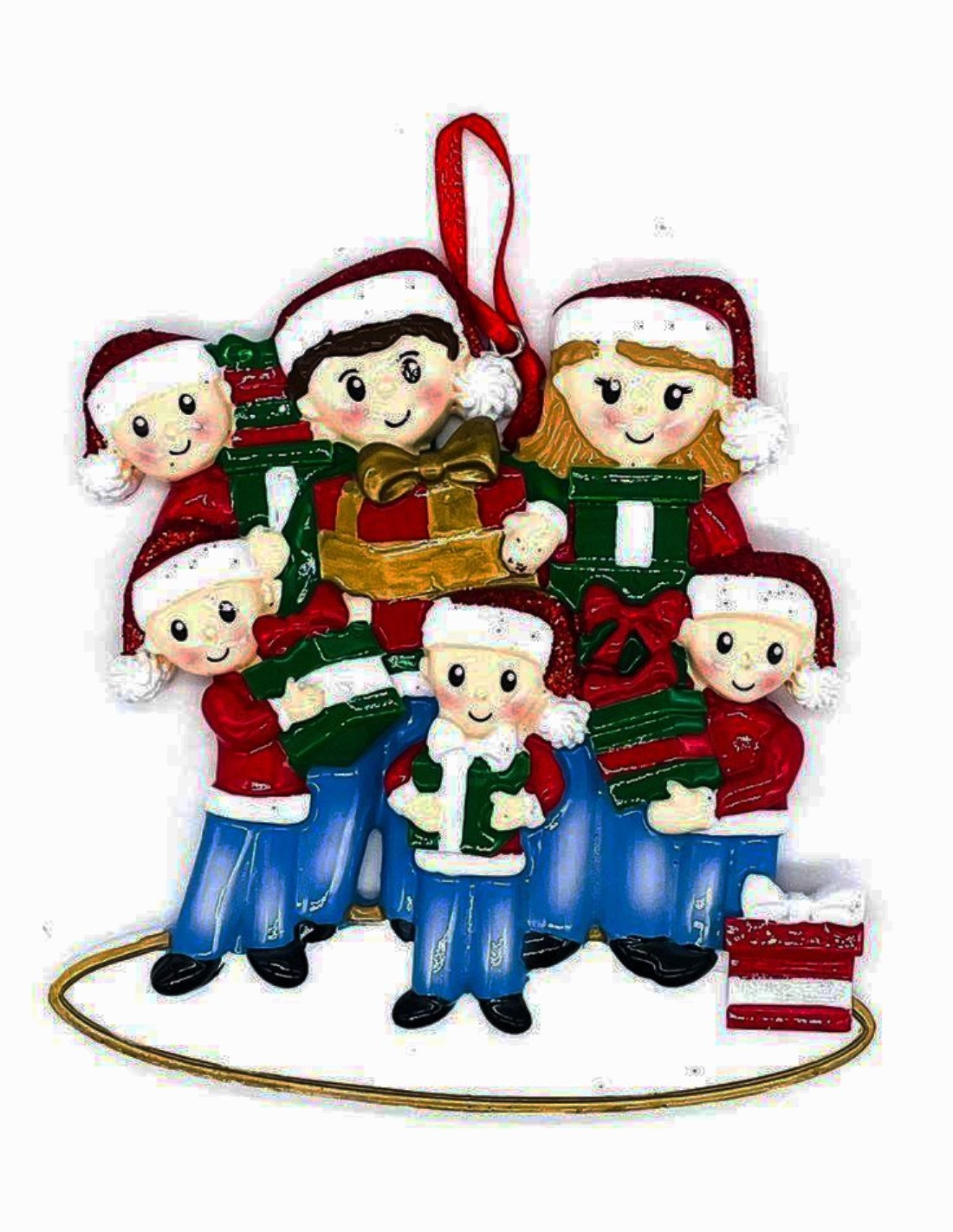 Addobbo Albero Di Natale Coppia Con 4 Figli E Pacchi Personalizzabile