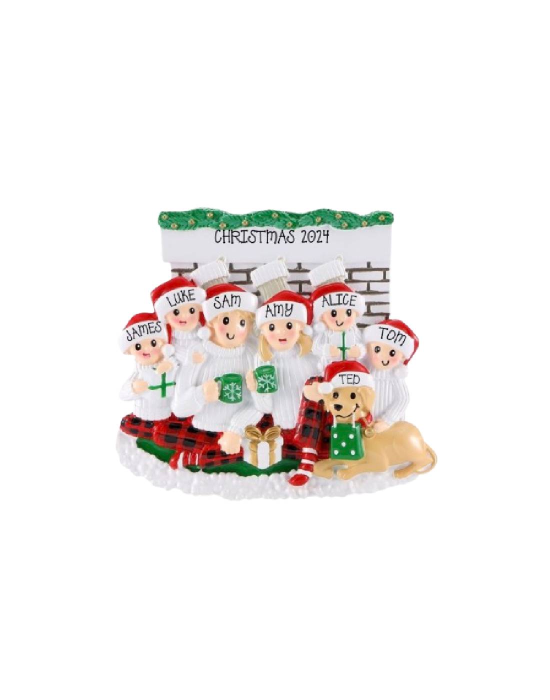 Addobbo Albero Di Natale Personalizzabile Famiglia Di 6 Persone Con Cane