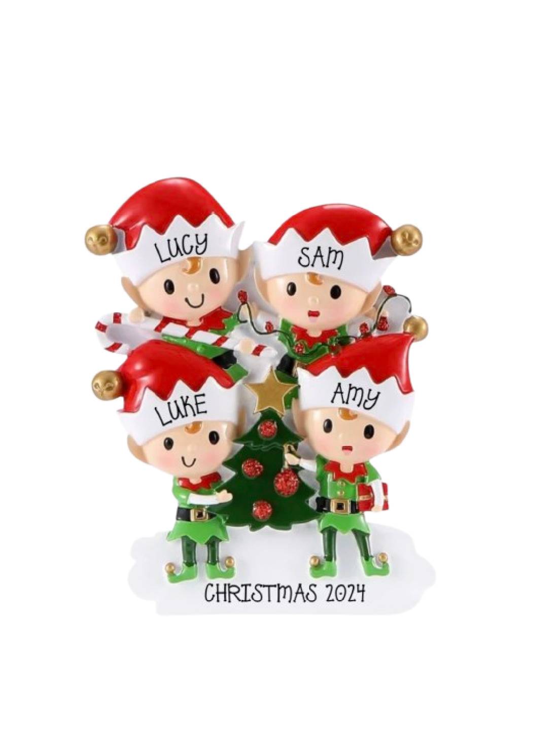 Addobbo Albero Di Natale 4 Elfi Personalizzabile