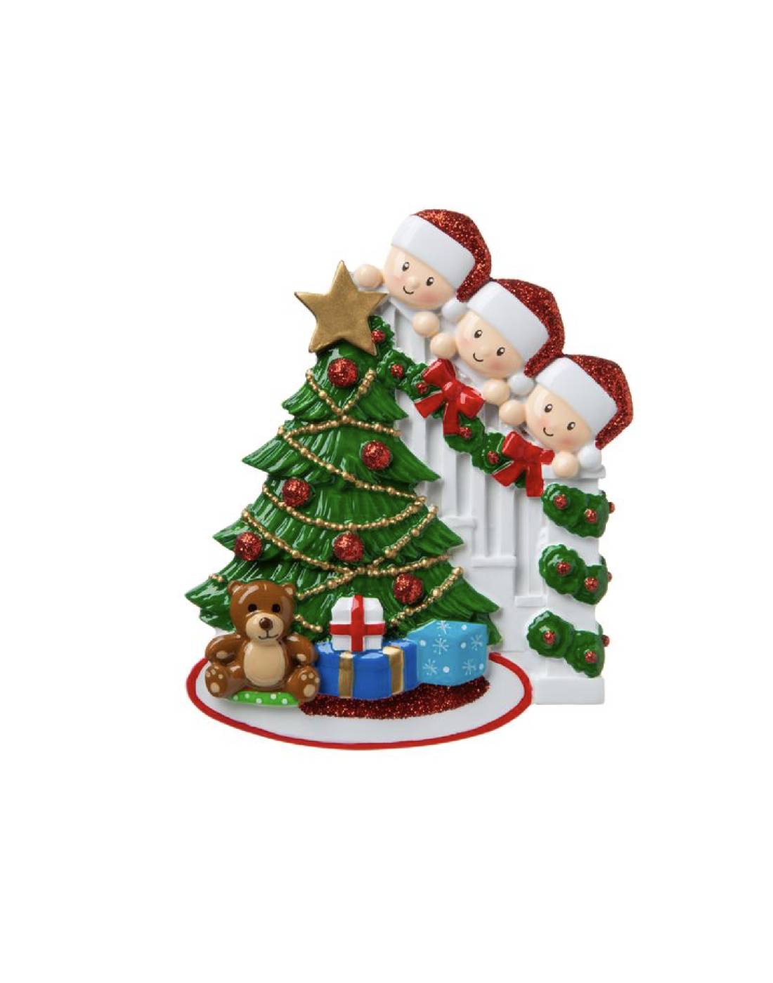 Addobbo Albero Di Natale Personalizzabile Famiglia Di 3 Persone Con Gatto