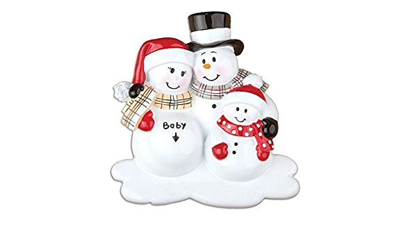 Addobbo Albero Di Natale Famiglia 3 Pupazzi Con Moglie Incinta Personalizzabile 10cm