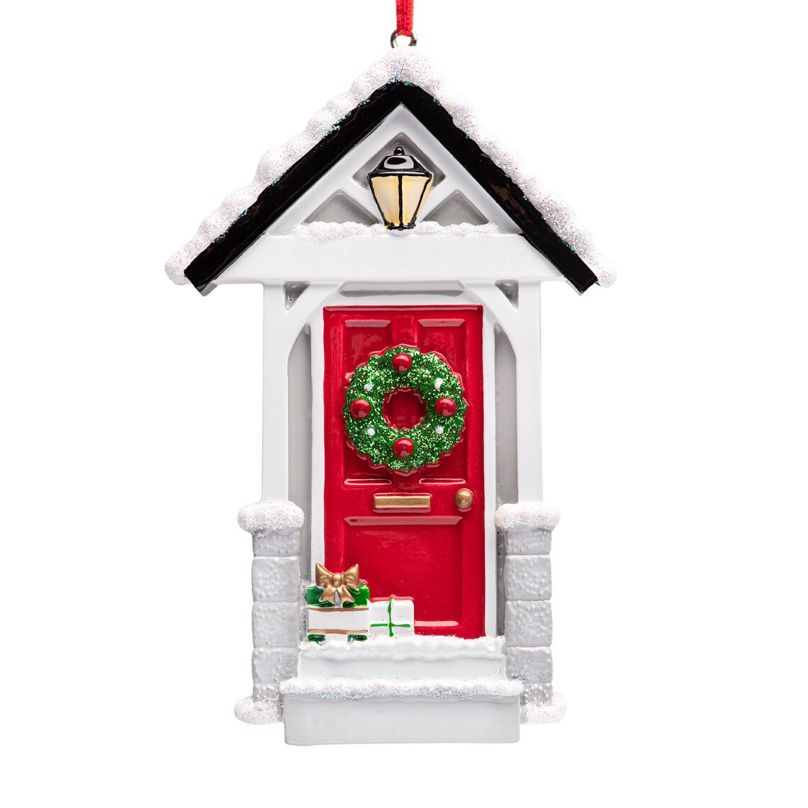 Addobbo Albero Di Natale Porta Con Ghirlanda E Tetto Innevato Personalizzabile 10cm