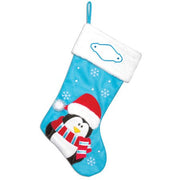 Calza Befana Epifania Azzurra E Bianca Con Pinguino Personalizzabile 35cm