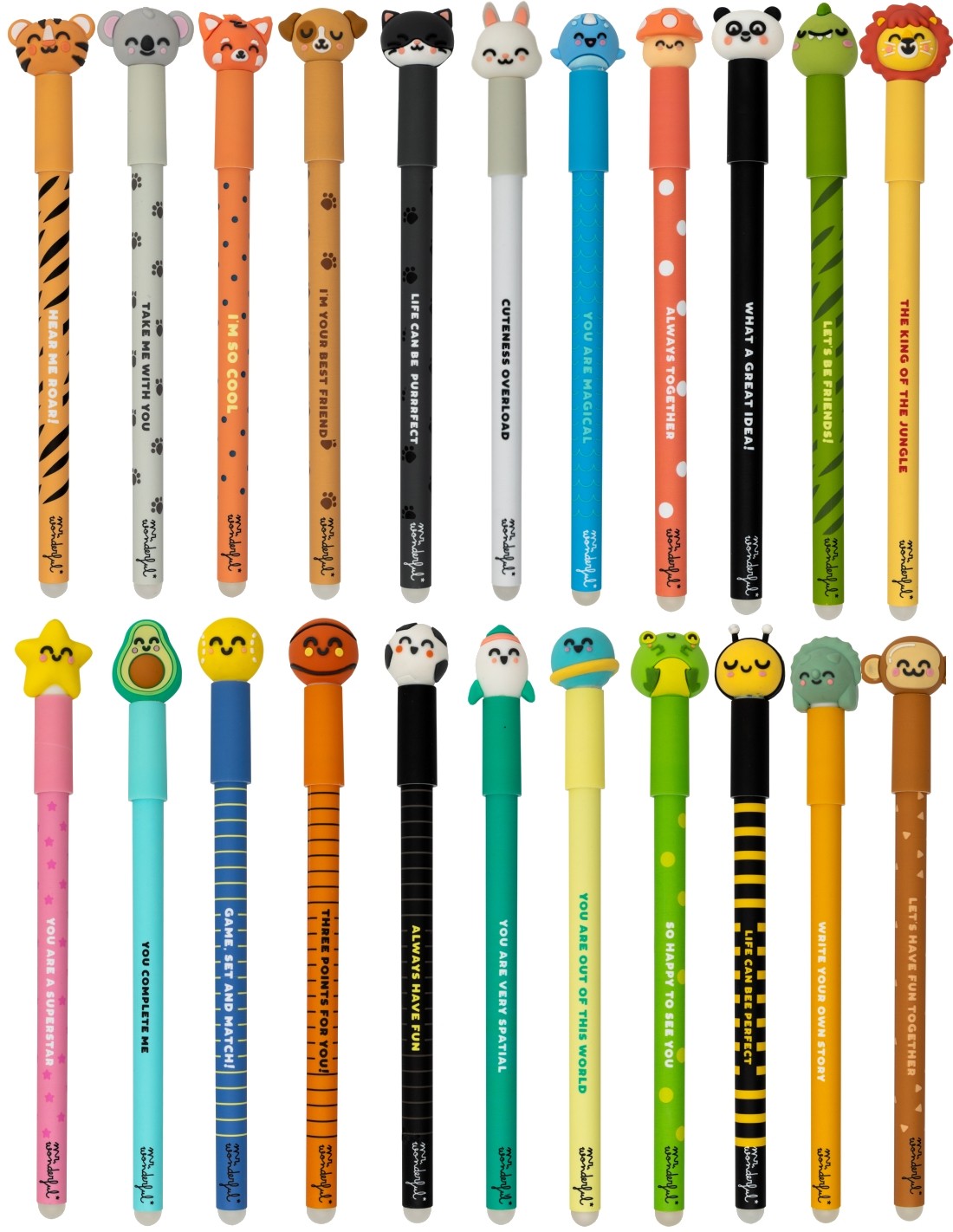 Set 24 Penne Gel Cancellabile Animali Kawaii