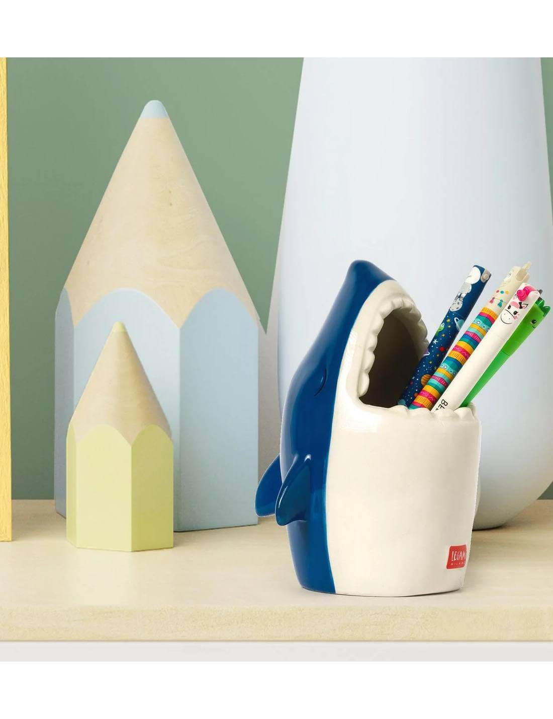 Contenitore Portapenne In Ceramica Squalo Legami