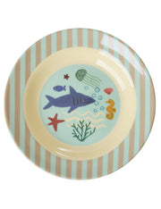 Rice Piatto Fondo Per Bambini In Melamina Ocean Blu 20cm