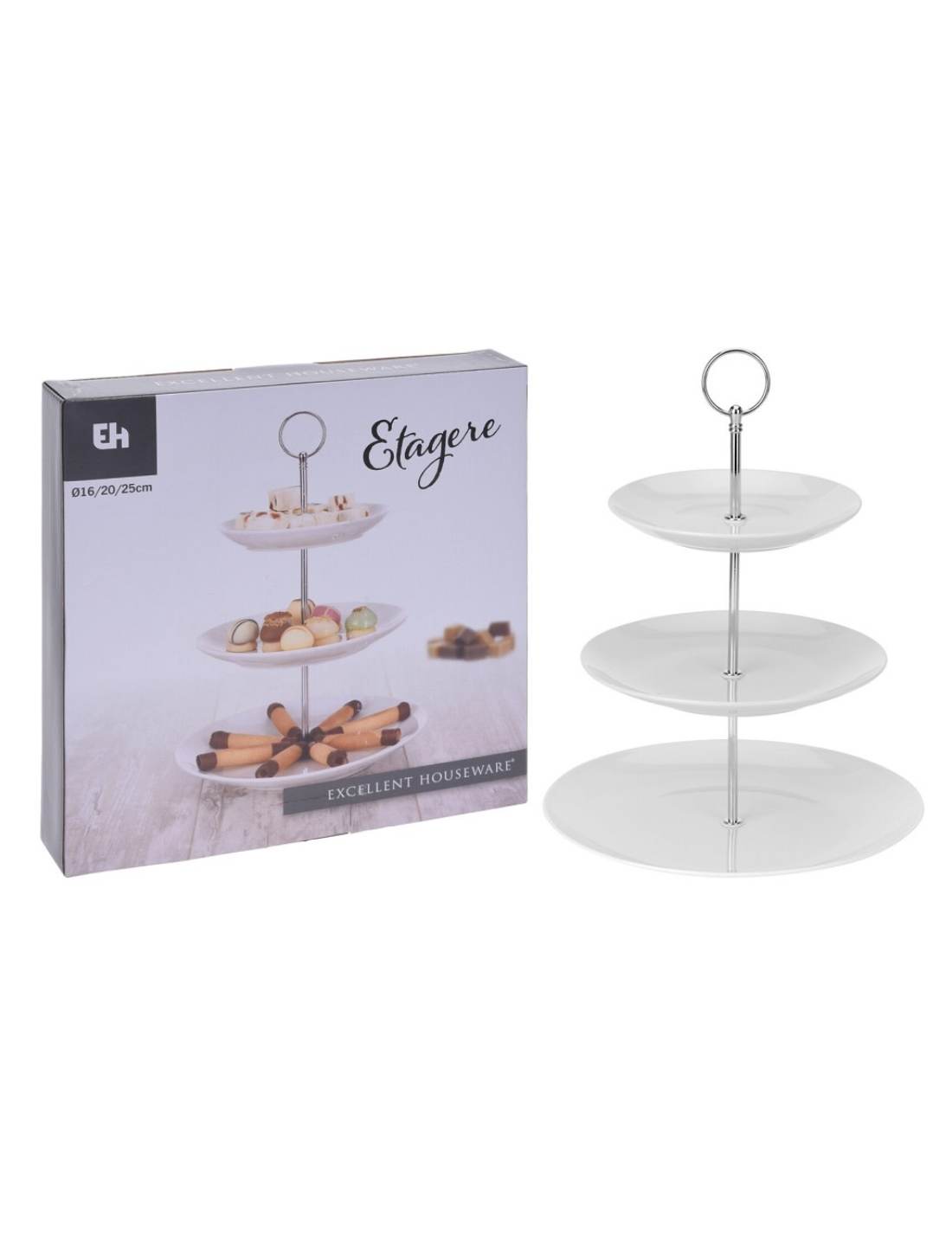 Alzata In Porcellana 3 Piani Bianca