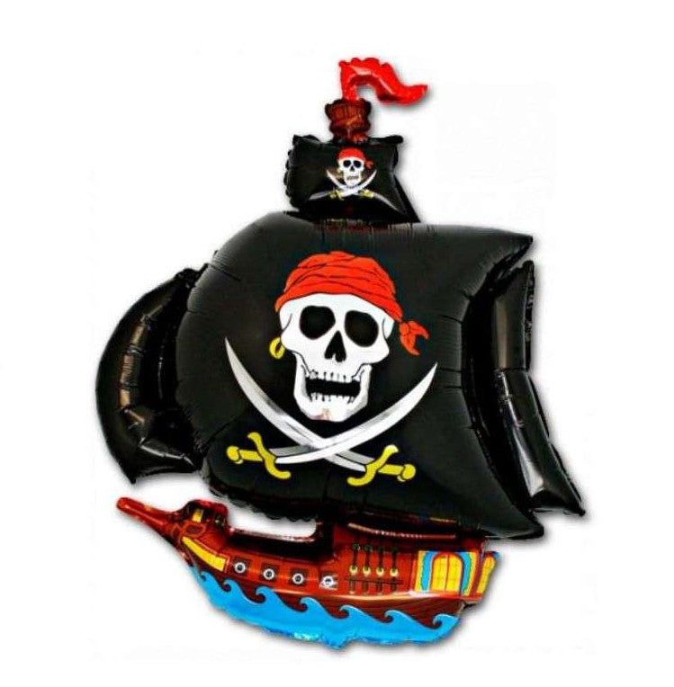 Palloncino Metalfoil Nave Pirata Vele Nere Sagomata 41" 104cm