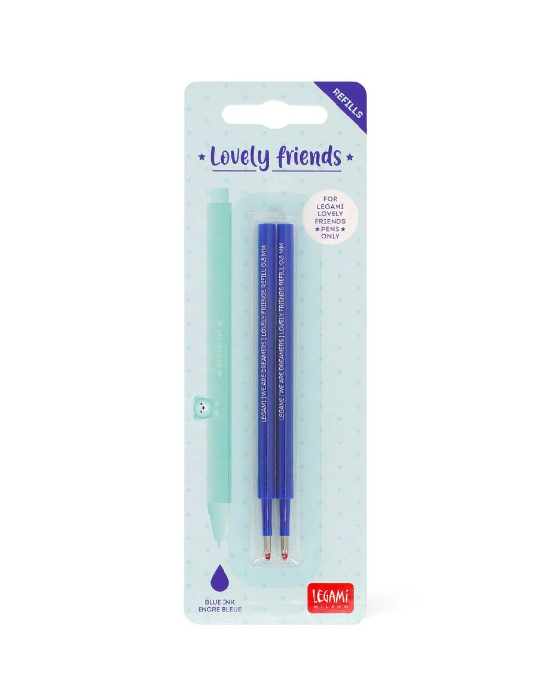 Refill Blu Penna Gel Lovely Friends Legami 2pz