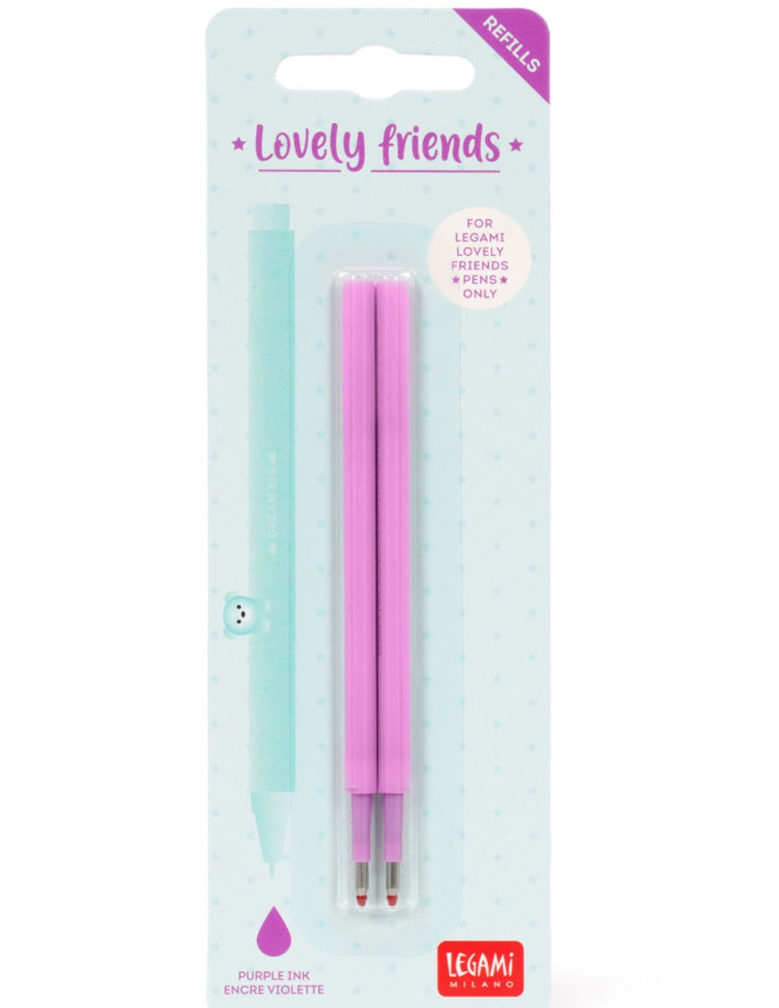 Refill Viola Penna Gel Lovely Friends Legami 2pz