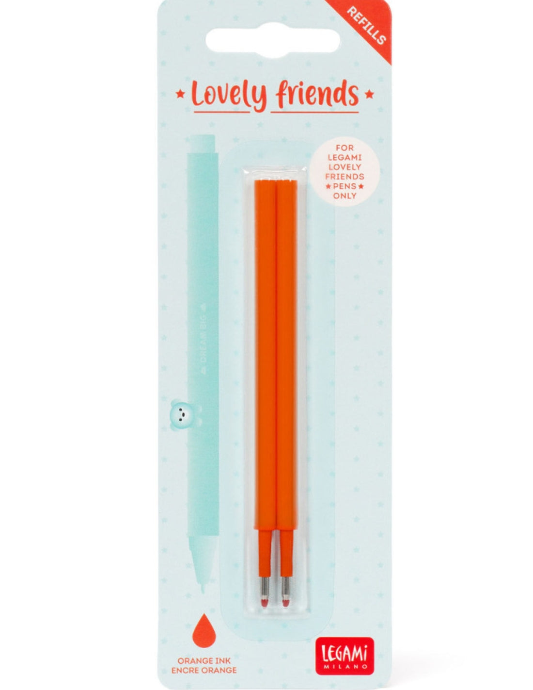 Refill Arancione Penna Gel Lovely Friends Legami 2pz