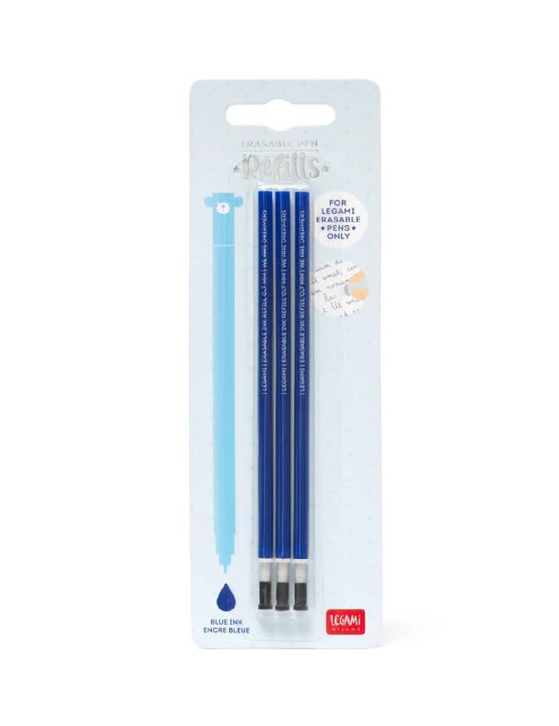 Refill Blu Penna Gel Cancellabile Legami 3pz