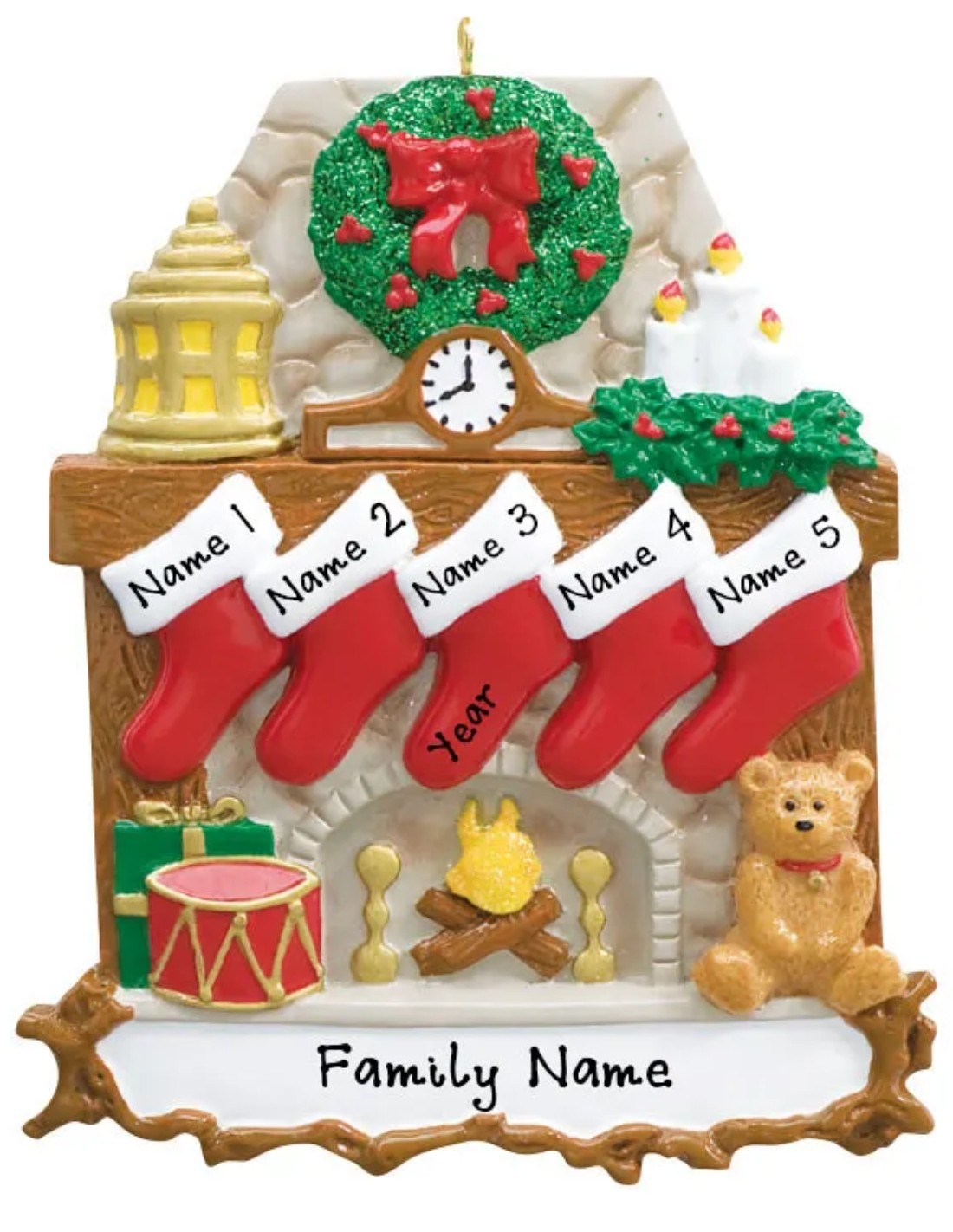 Addobbo Albero Di Natale 5 Calze Befana Al Camino Personalizzabile