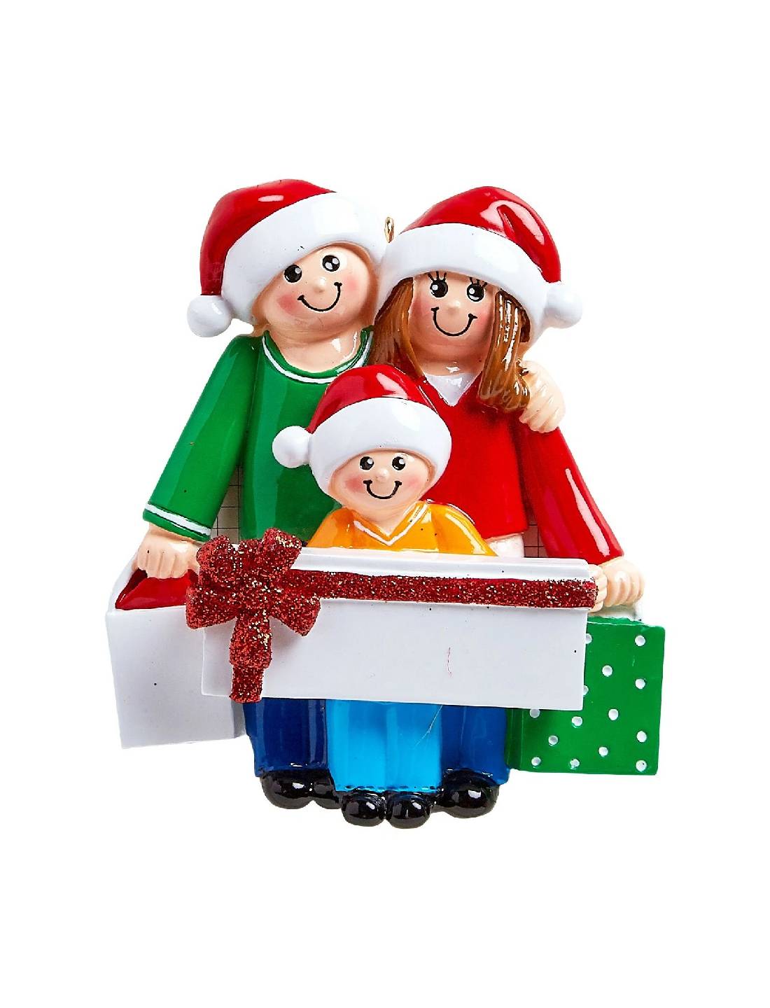 Addobbo Albero Di Natale Personalizzabile 3 In Famiglia Con Pacco Regalo
