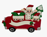Addobbo Albero Di Natale 4 In Famiglia In Auto Con Albero Personalizzabile 10cm