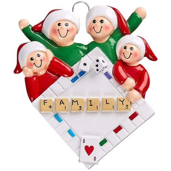 Addobbo Albero Di Natale 4 In Famiglia Con Gioco Da Tavolo Personalizzabile