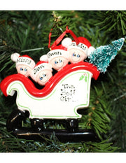 Addobbo Albero Natale Famiglia In Slitta Personalizzabile