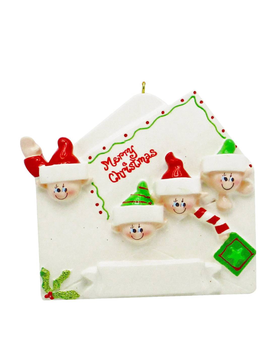 Addobbo Albero Di Natale 4 In Famiglia Busta Della Lettera Personalizzabile