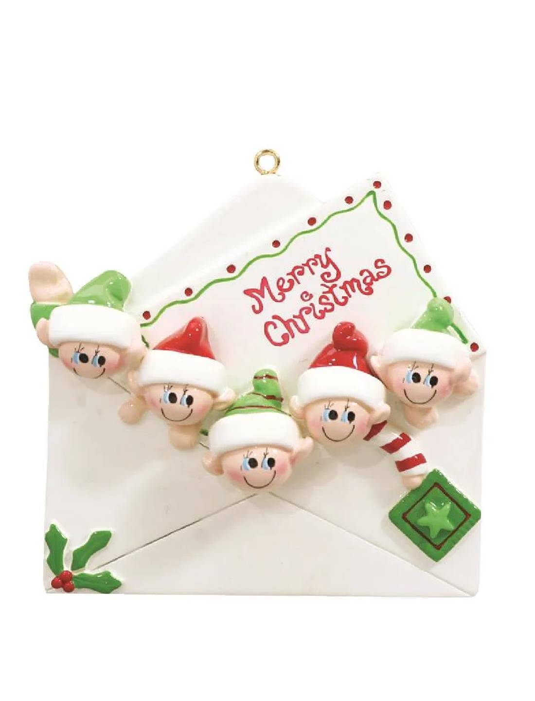 Addobbo Albero Di Natale 5 In Famiglia Di Elfi Busta Della Lettera Personalizzabile