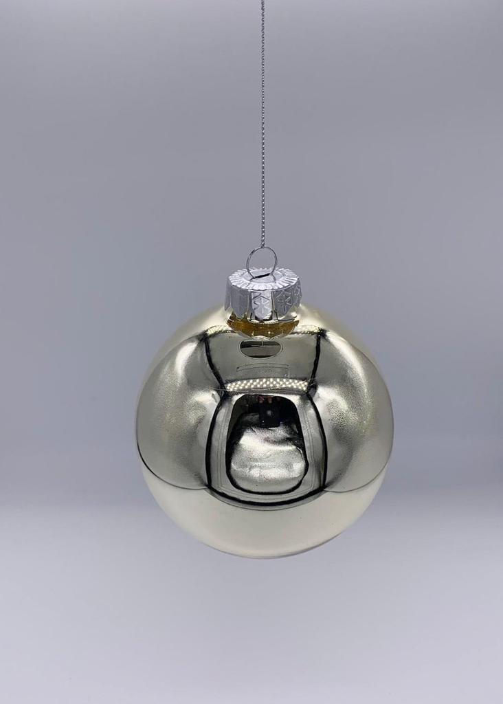 Palline Albero Di Natale In Vetro Champagne Lucido 10cm 8Pz
