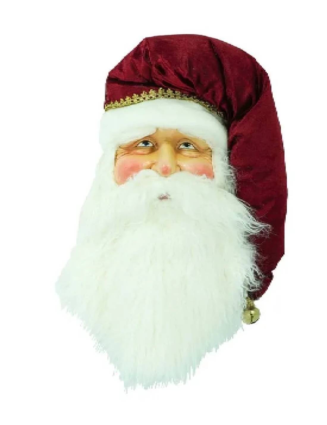 Addobbo Di Natale Testa Di Babbo Natale Borgogna 74cm