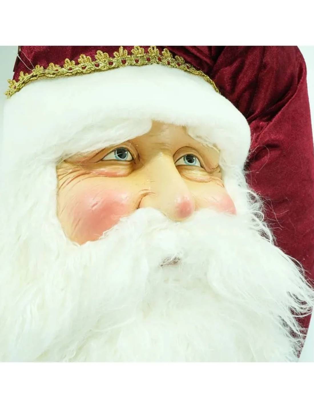 Addobbo Di Natale Testa Di Babbo Natale Borgogna 74cm