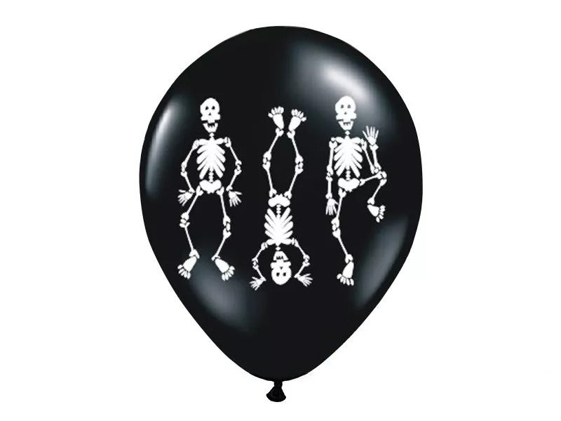 Palloncini In Lattice Con Scheletri 30cm 5pz Ornamenti Halloween