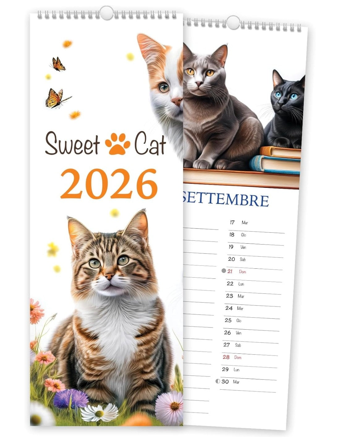 Calendario Da Parete Spiralato 2026 Sweet Cat 45cm