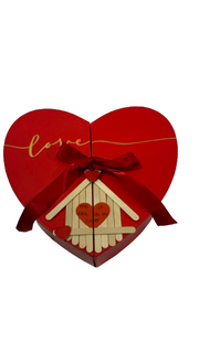 Scatola A Cuore Personalizzata Con Casetta In Legno E Nastro San Valentino
