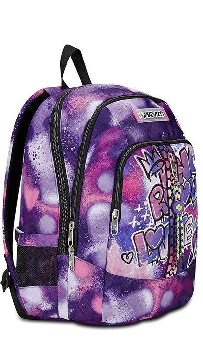 School Pack Zaino Seven Advanced Con Usb Plug Integrato Bubble Street Più Astuccio Completo 3 Zip