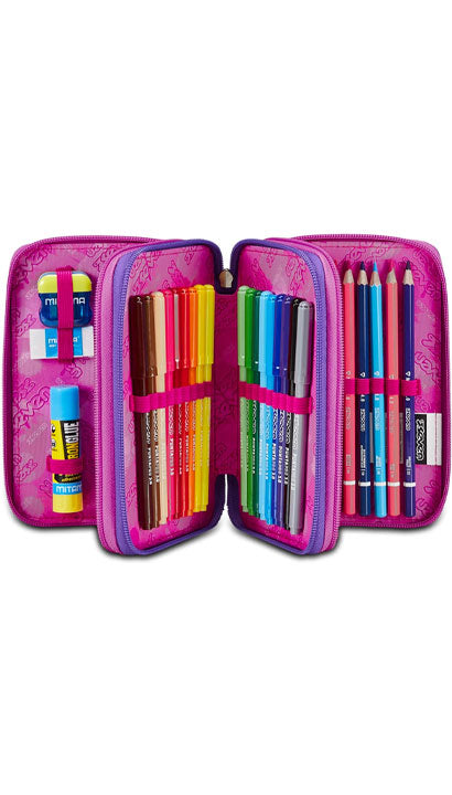 School Pack Zaino Seven Advanced Con Usb Plug Integrato Bubble Street Più Astuccio Completo 3 Zip