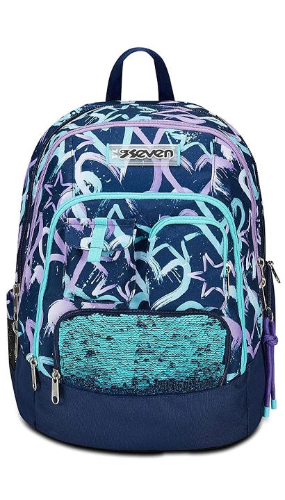 School Pack Zaino Seven Advanced Crystal Purple Più Astuccio Completo 3 Zip