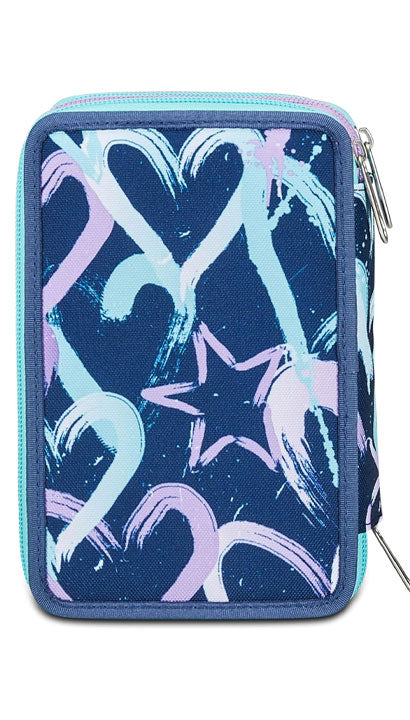 School Pack Zaino Seven Advanced Crystal Purple Più Astuccio Completo 3 Zip