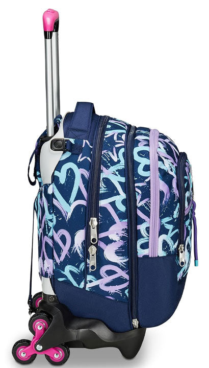 School Pack Zaino Trolley Jack 3WD + Detach Crystal Purple Più Astuccio Completo 3 Zip