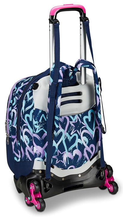School Pack Zaino Trolley Jack 3WD + Detach Crystal Purple Più Astuccio Completo 3 Zip