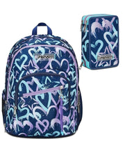 School Pack Zaino Advanced Detach Seven Crystal Purple Più Astuccio Completo 3 Zip