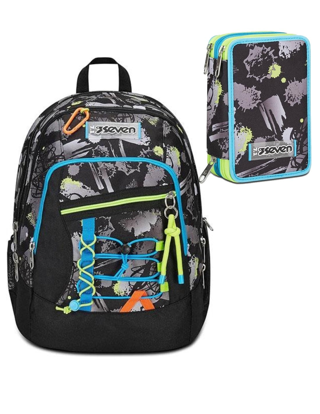 School Pack Zaino Advanced Seven Feeling Me Più Astuccio Completo 3 Zip