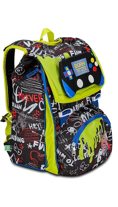 School Pack Zaino Seven Sdoppiabile Big Sj Gang Born To Fun Più Astuccio Completo 3 Zip