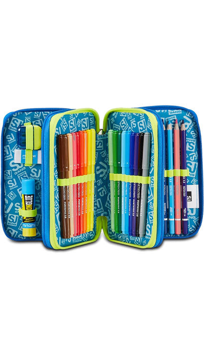 School Pack Zaino Trolley Seven Jack -3WD Sj Gang Born To Fun Più Astuccio Completo 3 Zip