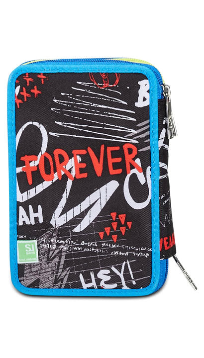School Pack Zaino Trolley Seven Jack -3WD Sj Gang Born To Fun Più Astuccio Completo 3 Zip