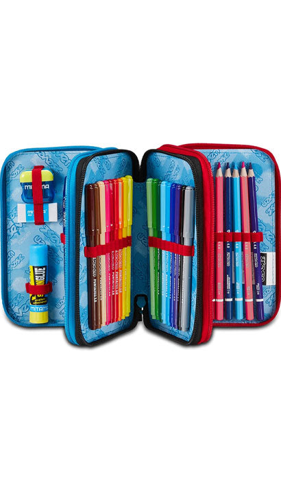 School Pack Zaino Seven Advanced Half Street Più Astuccio Completo 3 Zip